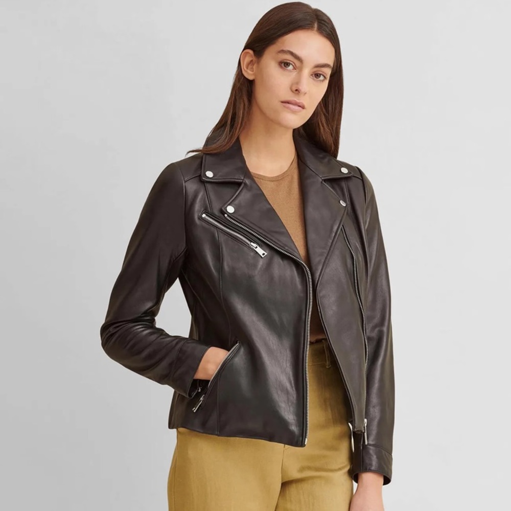 Leather jacket XL black silver hardware